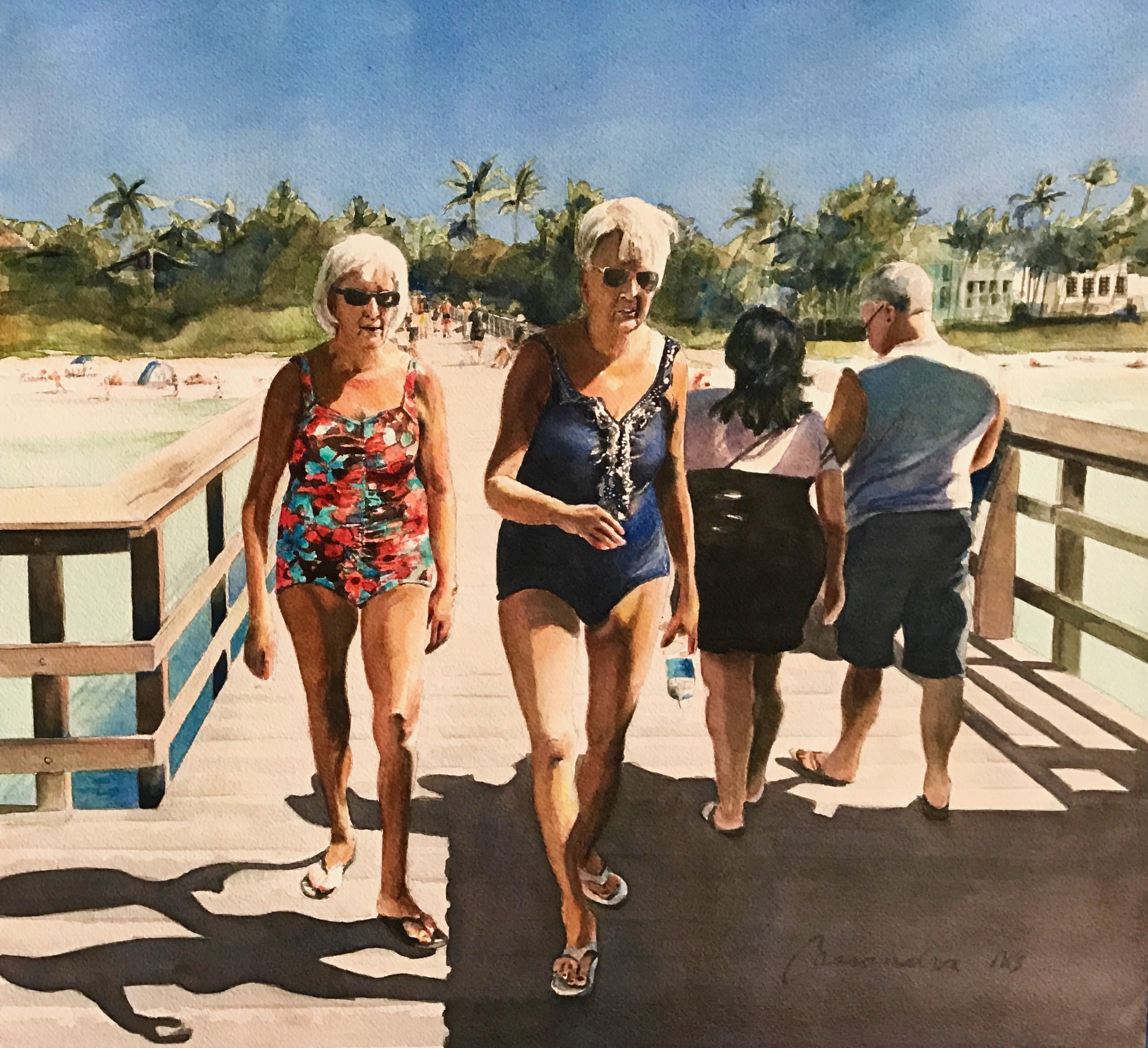 Snow Birds on Naples Pier women, portrait, bathing suit, florida
